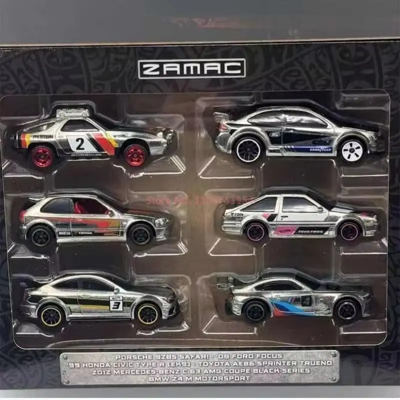 Фото Набор игрушек Hot Wheels Silver Series Zamac 1/64 Diecast Cars — включает в себя Ford Focus Honda Civic Toyota Ae86 Mercedes Benz — подарок для мальчиков №1