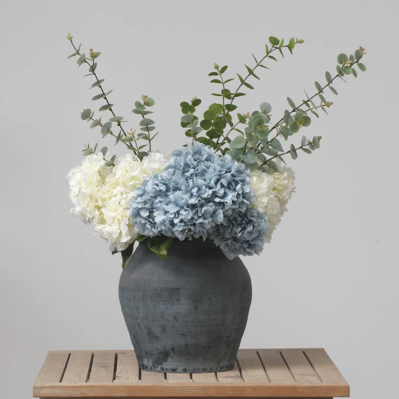 

Artificial Silk Flower Vase Flower Arrangement Simulation Retro Hydrangea Wedding Photography Bouquets Home Garden Plant Decor