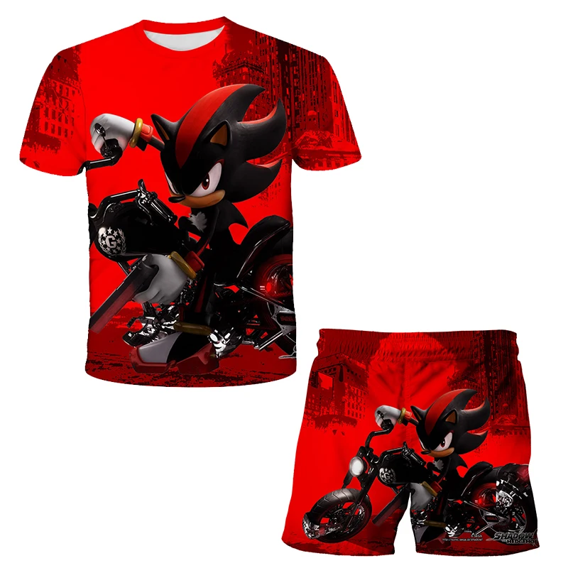 

2022 summer boys clothing set sonic 3D print t-shirt sports shorts suit for 4-14 years old kids