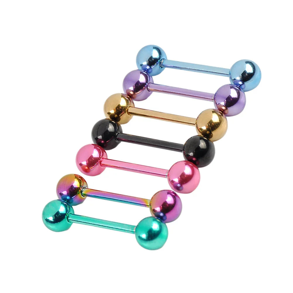 

7pcs Colorful Tongue Rings Stainless Steel Body Jewelry Barbell Tongue Ring Retainer or Ring