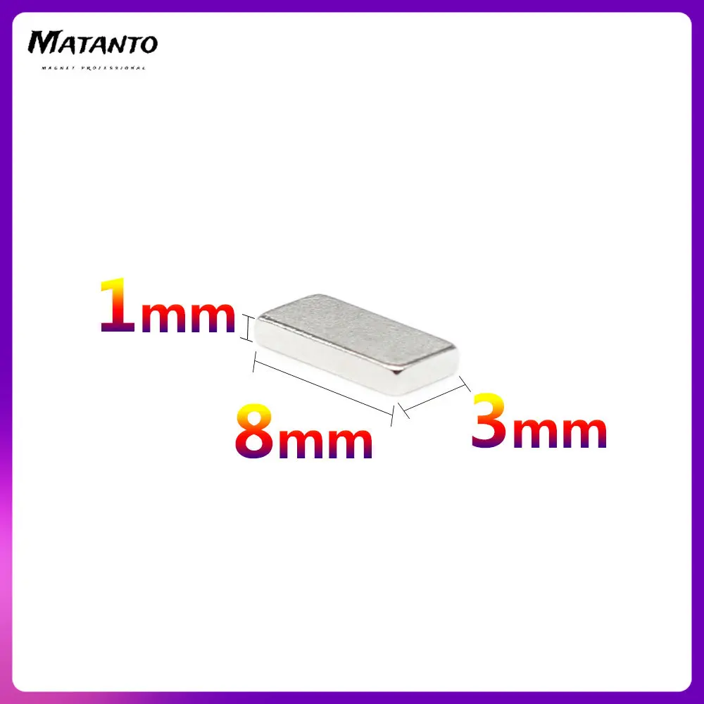 

20/50/100/200/500/1000PCS 8x3x1 Thin Small Quadrate Magnets N35 8*3*1 Permanent NdFeB Magnet 8x3x1mm Strong Powerful Magnets