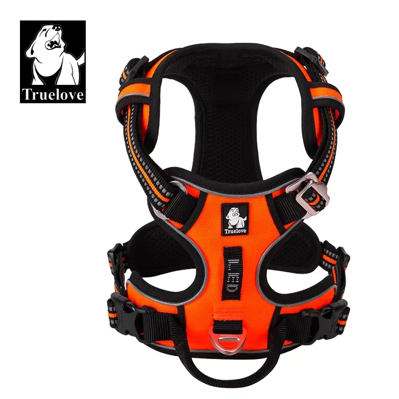

2023NEW Truelove Pet Reflective Nylon Dog Harness No Pull Adjustable Medium Large Naughty Dog Vest Safety Vehicular Lead Walking