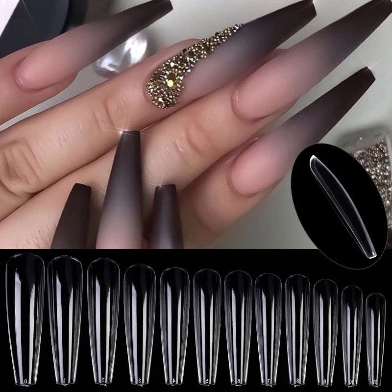 

48Pcs False Nail Tips Artificial Nails Extension Full Cover Clear Coffin False Fake Nail Tips XXL Traceless Manicure Fake Nails
