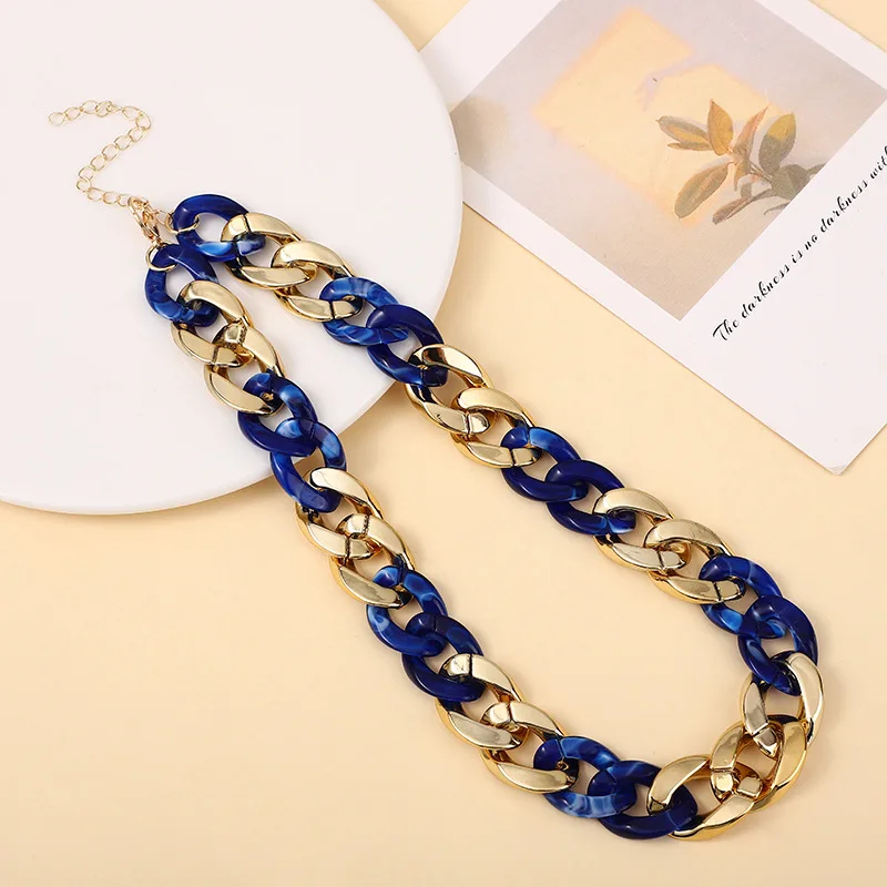 Цепочка на шею унисекс из Модный разноцветный акриловый толстая богемная