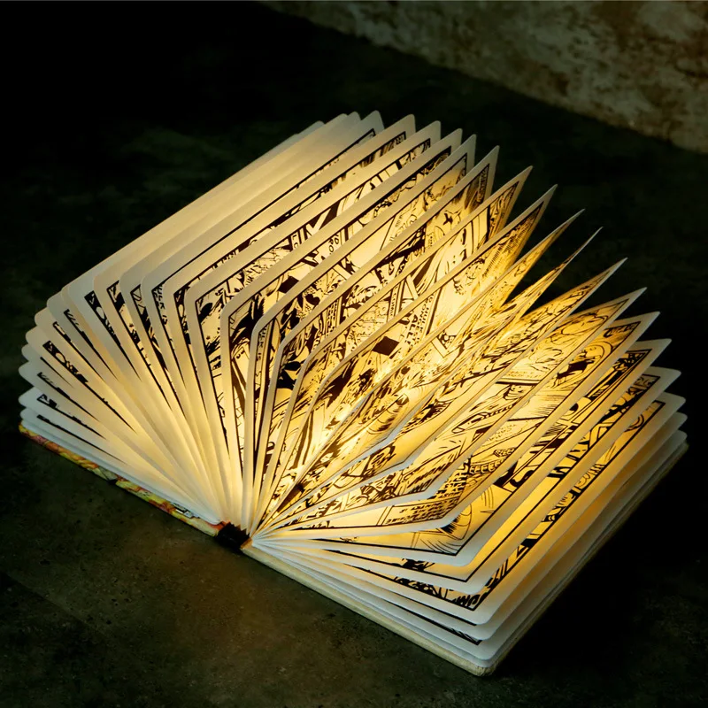 СВЕТОДИОДНЫЙ ночник в виде книги 3D портативный магнитный складной настольный