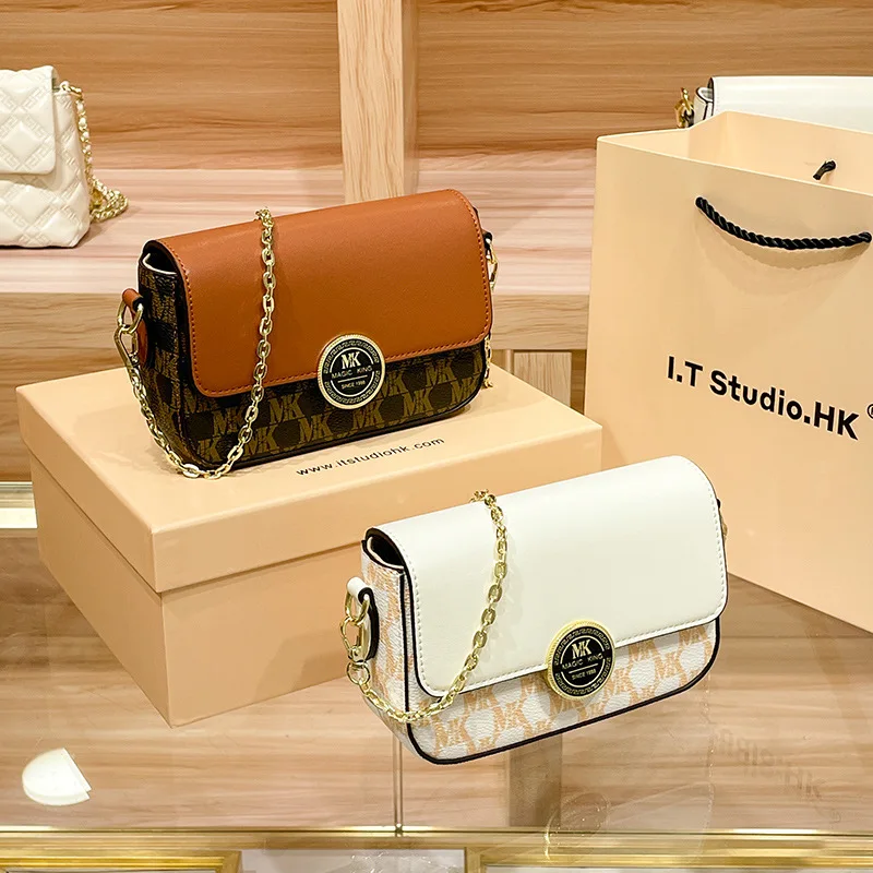 

Hong Kong MK Authentic Chain Bag Women's Crossbody 2023 New Bag Premium Genuine Leather Fashion One Shoulder Small Square Bag