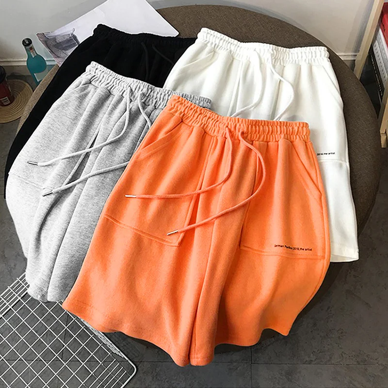 

High Waist Casual Sports Shorts Women Spring And Summer Thin Section New Slim Straight Wide-leg Pants Women Home Five-point Pant