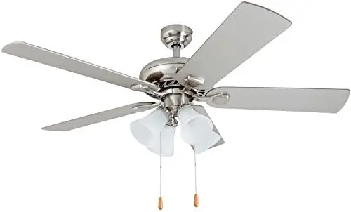 

50591-01 Lanie Traditional Ceiling Fan, 52", Chilled Gray/Chocolate Maple, Brushed Nickel