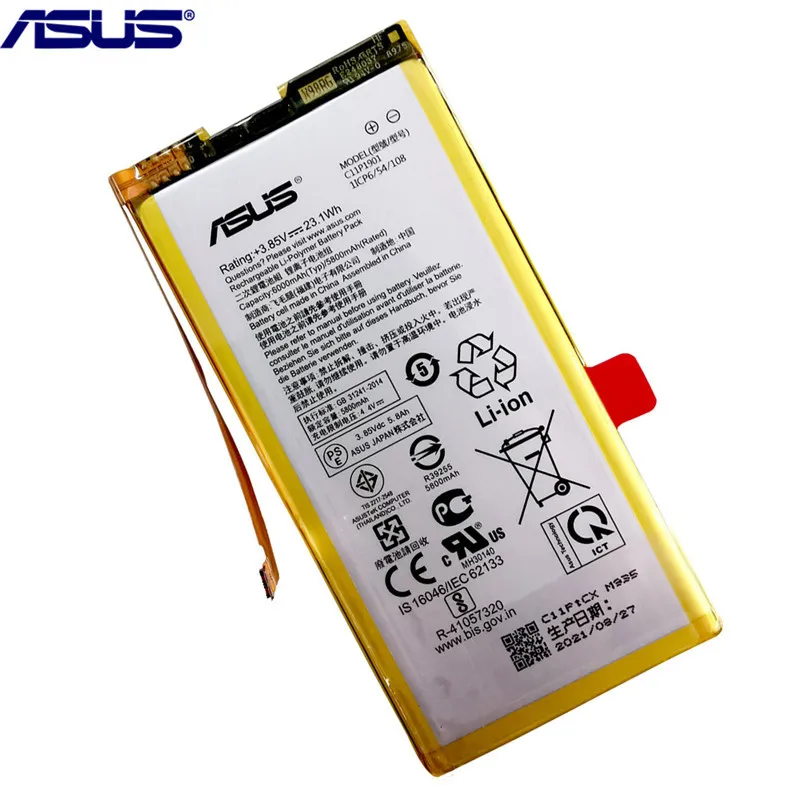 original asus high capacity c11p1901 zs660kl i001db phone battery for asus rog 2 game phone 6000mah tools free global shipping