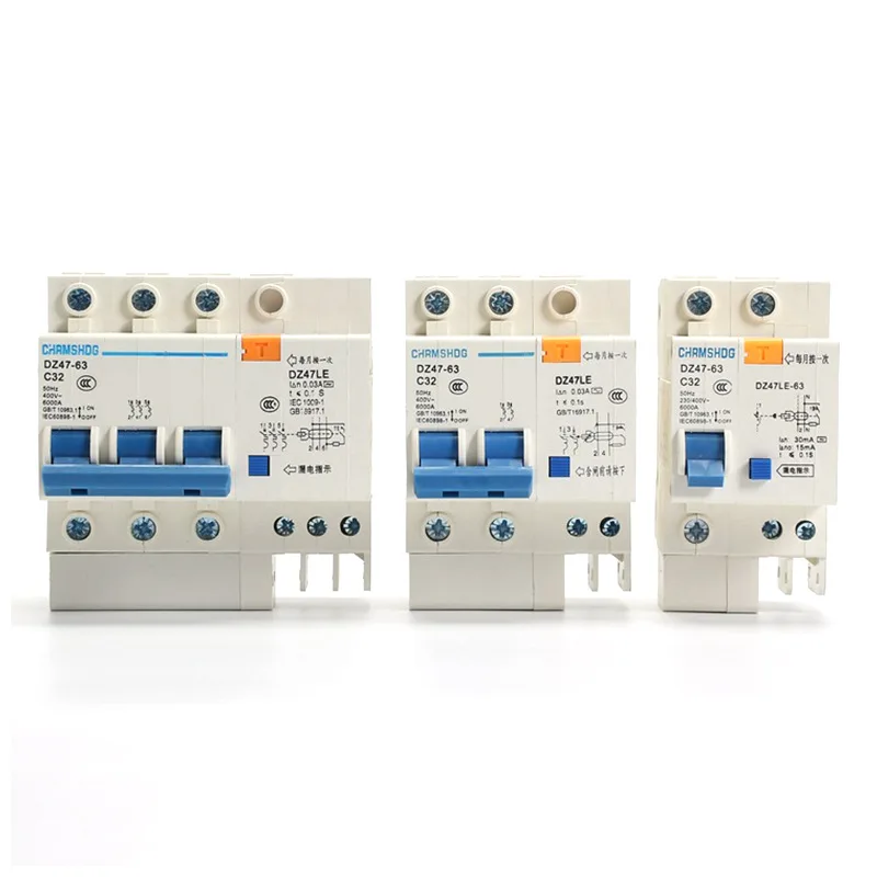 

Earth Leakage Protection Mini Electric Circuit Breaker DC RCBO MCB DZ47LE 1P 2P 3P 3P+N 4P Battery Protect Air Switch 400V 6-63A