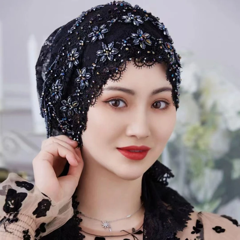 Muslim Headscarf For Women Freeshipping Lace Hollowed Summer Malaysia Hijab Hat Cap Prayer Kufi Islam Saudi Arabia Headwraps