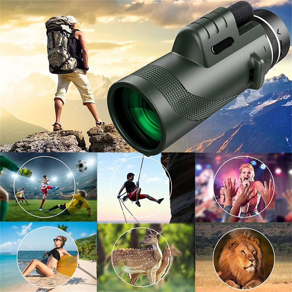 APEXEL 80X100 HD Monocular Telescope BAK4 Long Range Zoom Prism Telescope with/without Tripod Phone Clip Outdoor Hunting Camping