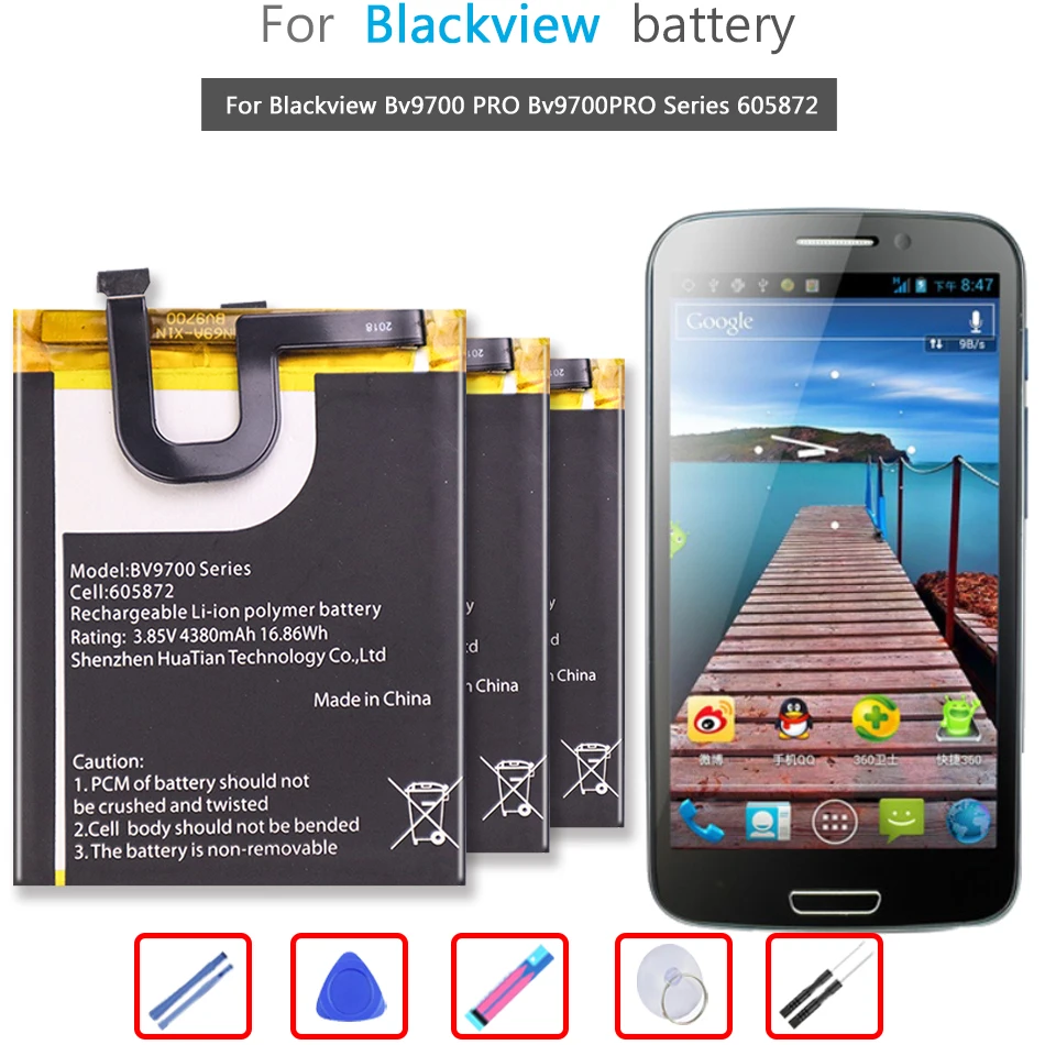 Мобильный телефон аккумулятор Bv 9700 4380 мАч для Blackview Bv9700 PRO Bv 9700 PRO Bv9700PRO Series 605872 аккумулятор + Бесплатные инструменты
