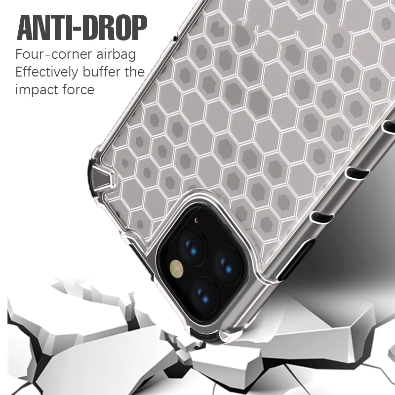 Airbag Honeycomb Shockproof Armor Case For iPhone 14 Plus 13 12 11 Pro Max Mini Xr X XS Luxury Silicone Bumper Transparent Cover