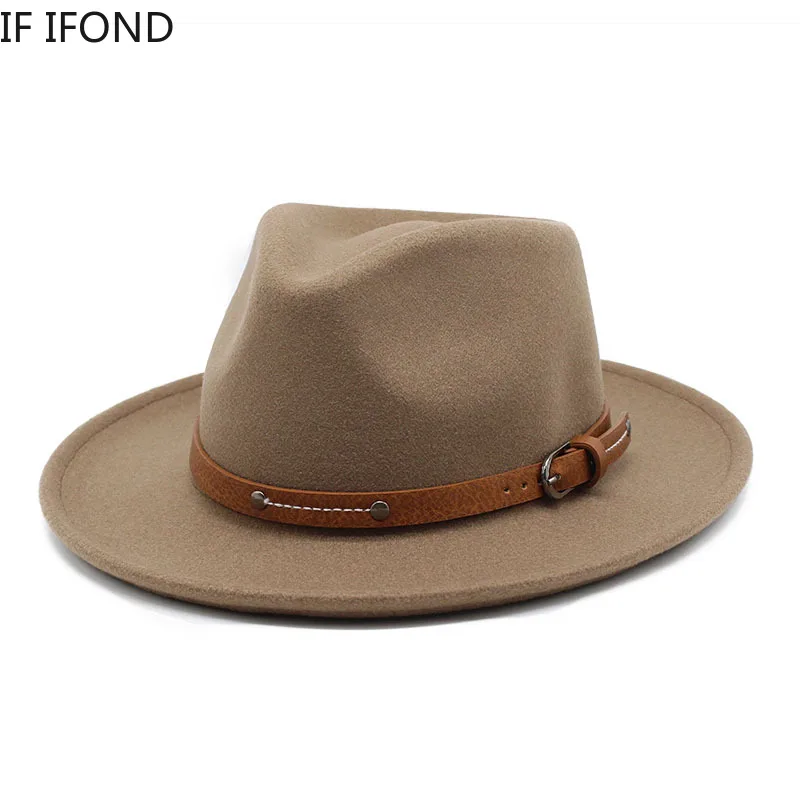 

New Vintage Wool Soft Wool Felt Fedora Hat For Men Women Autumn Winter Curved Brim Trilby Jazz Hat Gentleman Party Dress Cap