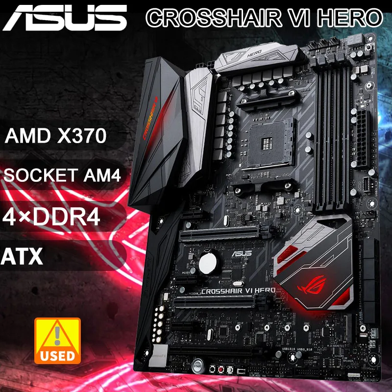 

Материнская плата AMD X370 ASUS ROG CROSSHAIR VI HERO AM4 4 × DDR4 64 Гб PCI-E 3,0 M.2 USB3.1 ATX для процессора AMD Ryzen 7-го поколения Серии A