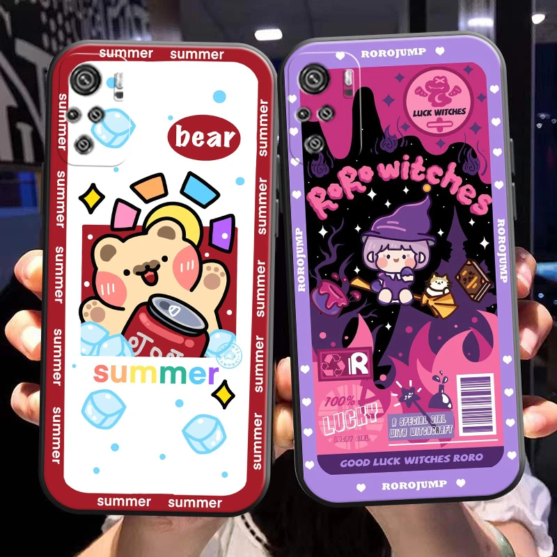 

Fashion Cute Cartoon Bear Phone Case For Xiaomi Redmi Note 10 5G 10S 10T Pro Carcasa Silicone Cover Liquid Silicon Coque Black