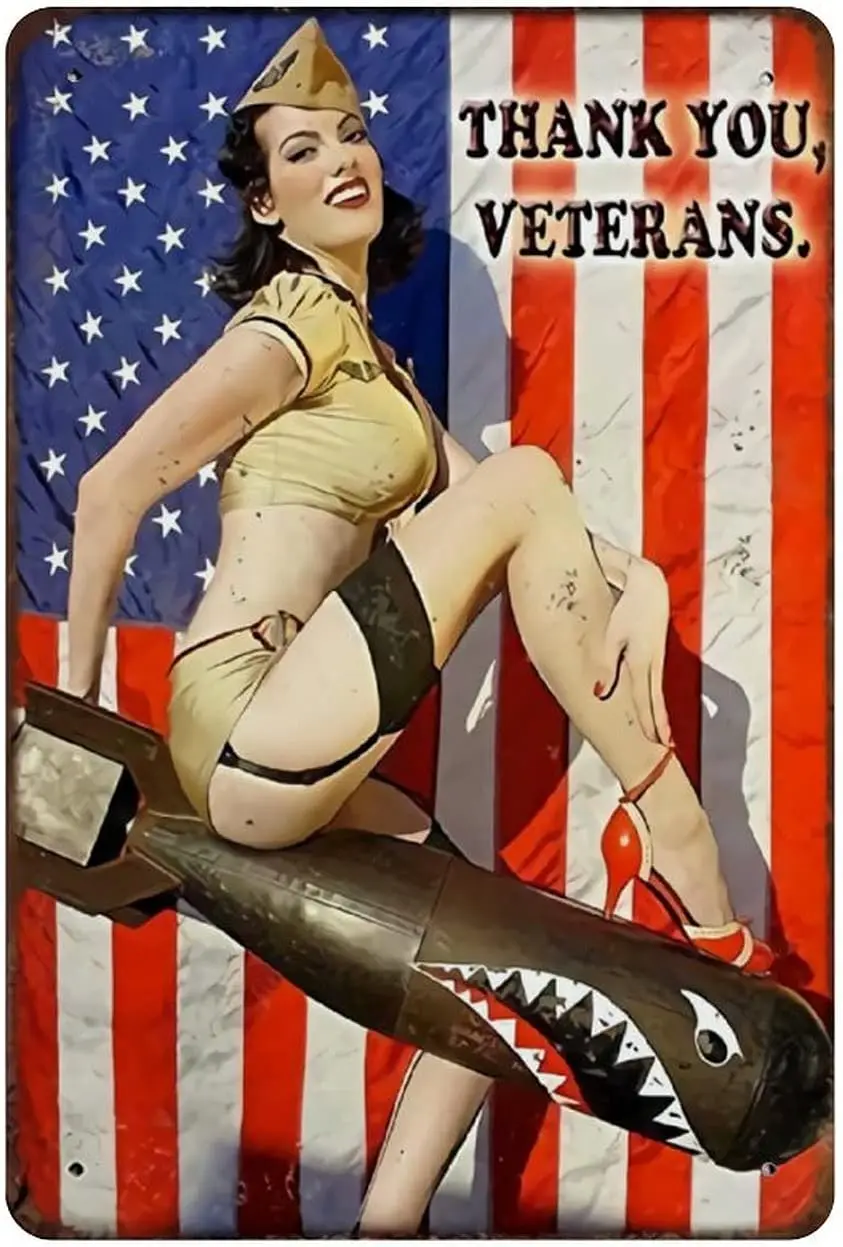 

Sexy Veteran Metal Tin Sign, Vintage Plaque Poster Garage Bar Home Wall Decor 8 X 12 Inches