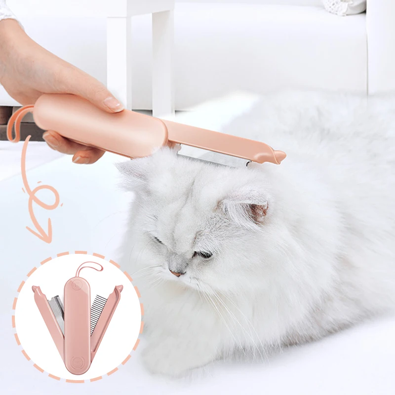 

Dog Cat Comb for Tangles Knots Matted Fur 2 in 1 Folding Pet Removal Hair Comb Cat Dog Brush for Shedding Pet Grooming Tools