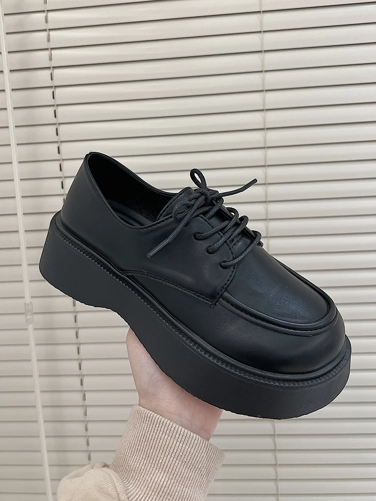 

Women's Sneakers With Platform Shoes Woman-shoes Thick Sole Heels 2022 Roses Lace-Up Med Rome Spring PU Basic Mary Janes Rubber