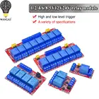 Плата релейного модуля WAVGAT 1 2 6 4 8 каналов 5 в 12 В 24 В, экран со стандартным триггером высокого и низкого уровня для Arduino