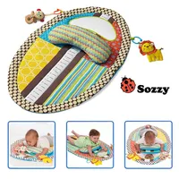 Baby Play Mat Plush Pillow Baby Mirror Rattles Toys Floor Pad Height Measure Chart Carpet Infant Toddler Crawling Activity Rug