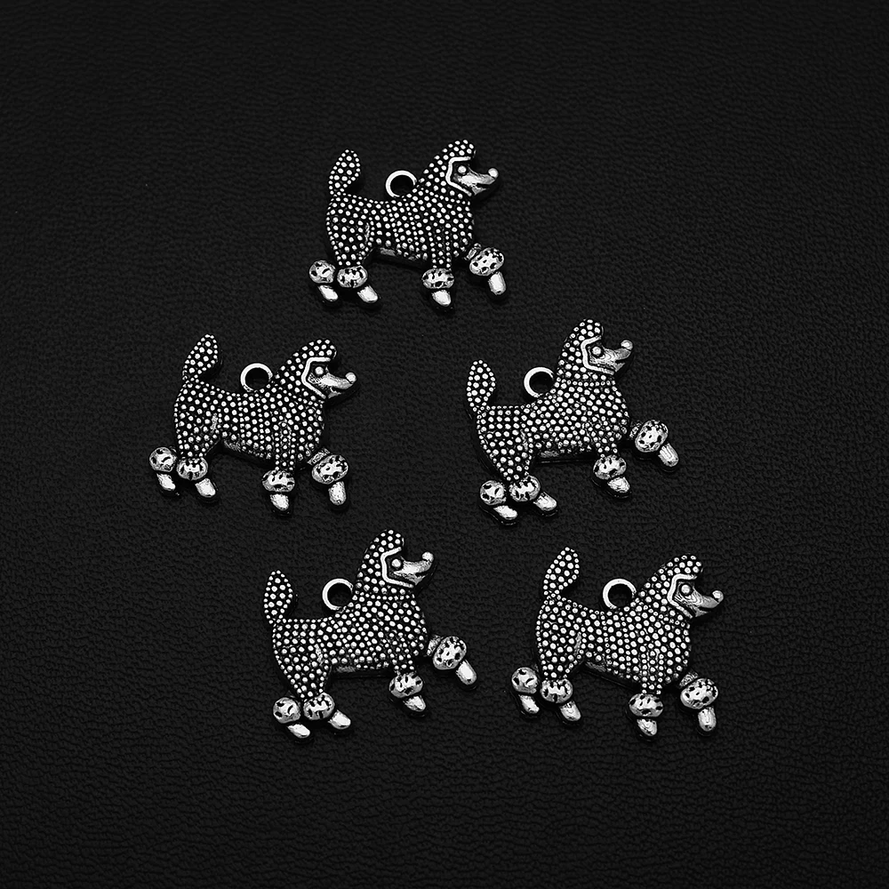

10pcs/Lots 17x18mm Antique Silver Plated Poodle Charm Pet Dog Pendants For Diy Jewellery Making Bulk Items Crafts Hqd Wholesale