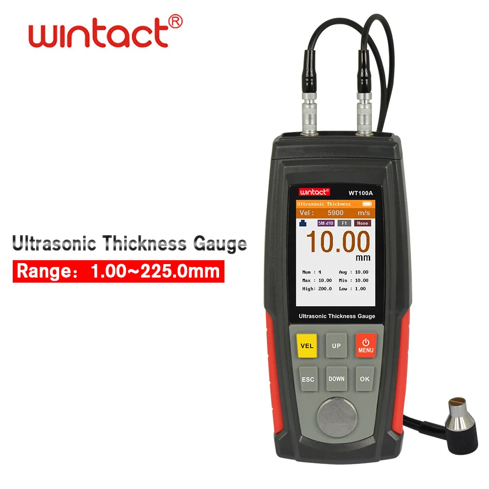 

Portable Ultrasonic Thickness Gauge 1.00～225.0mm Digital Sheet Metal Plastic Glass Thickness Test Color LCD Sound Velocity Meter