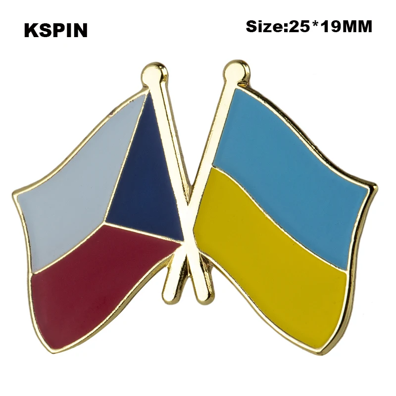 

Czech Rep. & Ukraine Flag Badge Pins Badge Brooch Badges on Backpack Pin Brooch