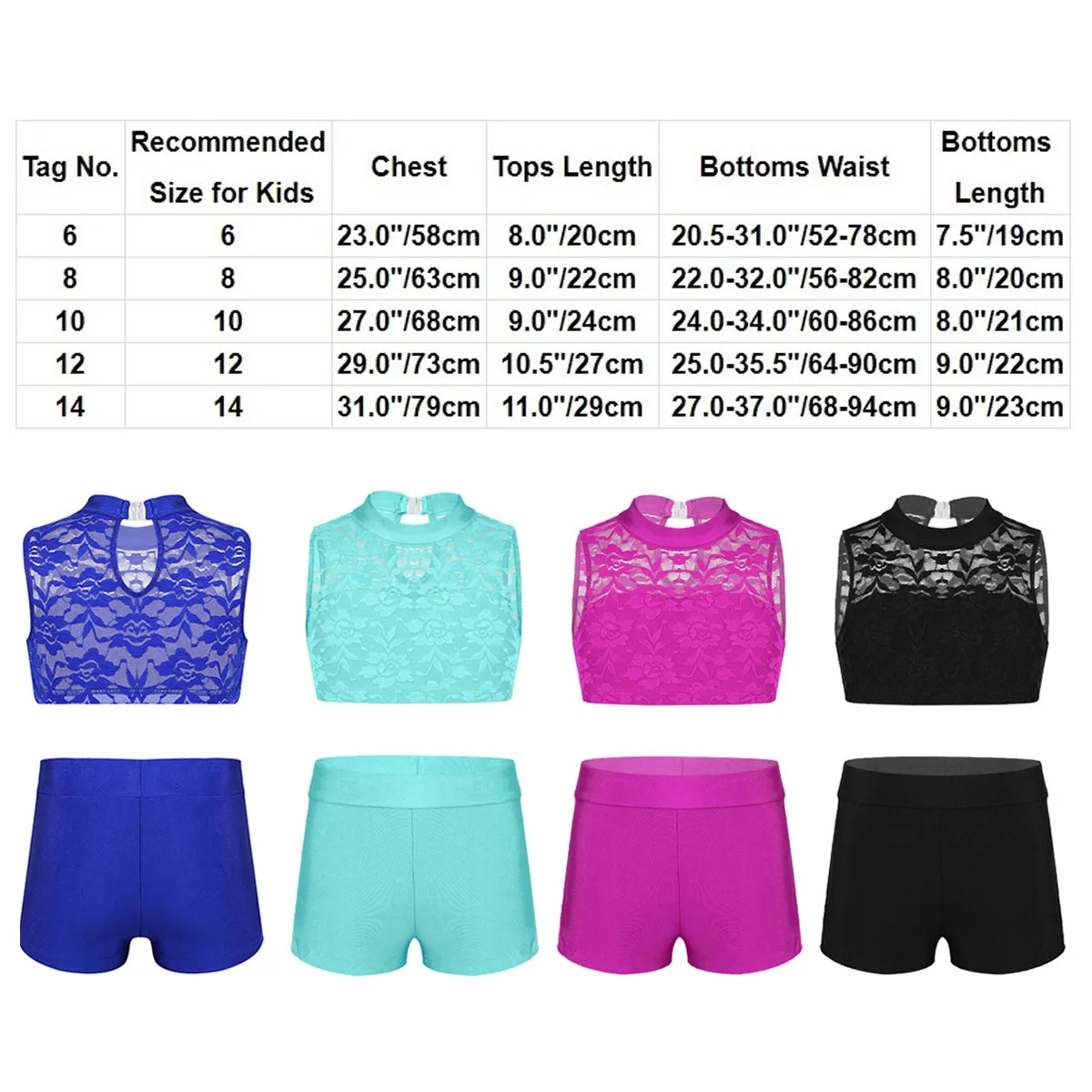 Детский Эластичный однотонный комплект TiaoBug из топа без рукавов и шортов для