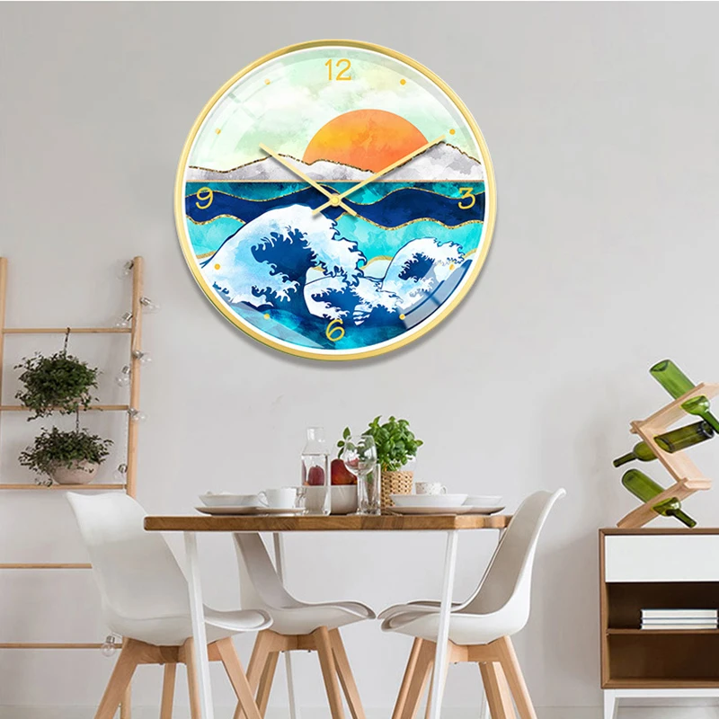 

New Wall Clocks 3D INS Landscape Picture Wall Clock Nordic Minimalist Wall Clock Large Size Silent Movement Clocks For Living Ro