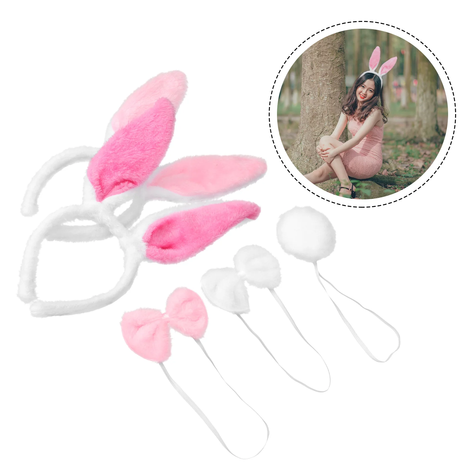 

2 Sets of Decorative Rabbit Ears Delicate Bunny Set Reusable Bunny Tail Cosplay Accessory