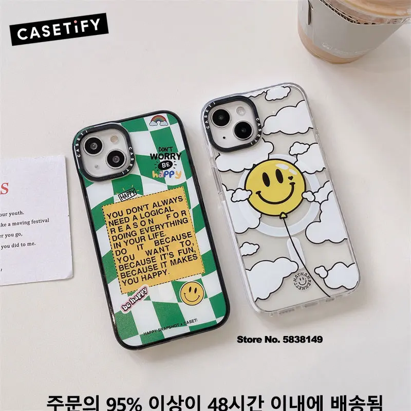 

CASETIFY Smiling Face Magnetic Magsafe Wireless Charging Cases for IPhone 11 12 13 14 Pro Max Case Shockproof Hard Cover