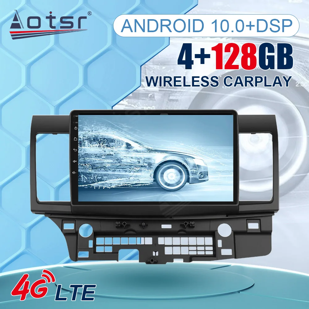 Автомобильный мультимедийный проигрыватель 128G Android10 для Mitsubishi Lancer 2012, стерео-проигрыватель, радио, магнитофон, головное устройство, GPS-навигация, надпись