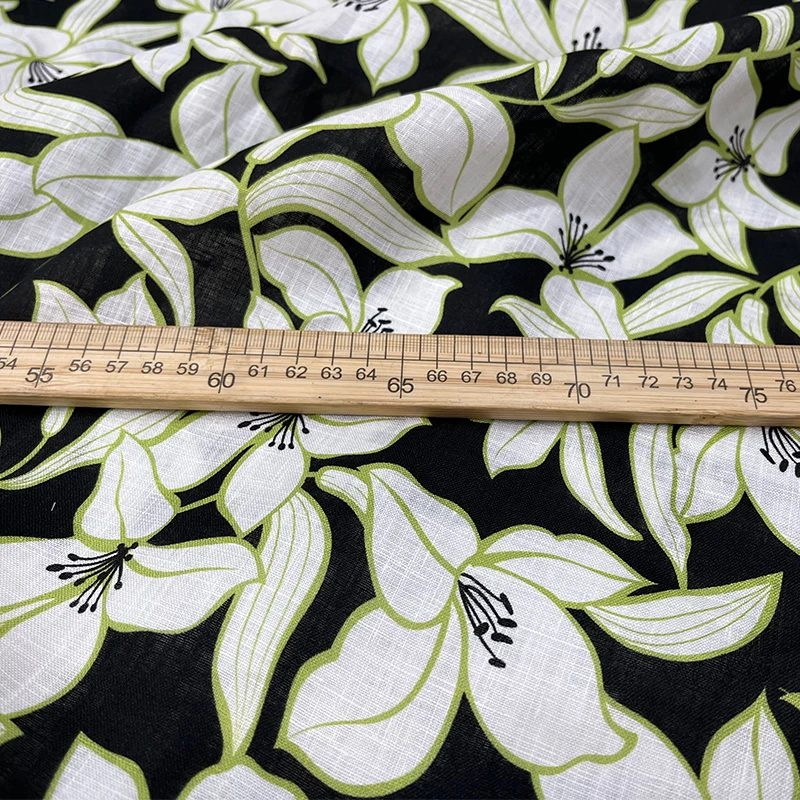 Европа и Америка праздничный стиль натуральная льняная ткань с принтом растений