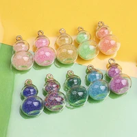 10pcs gourd glass beads rhinestone seed bead in transparent ball diy decoration hollow charms pendant jewelry making accessories