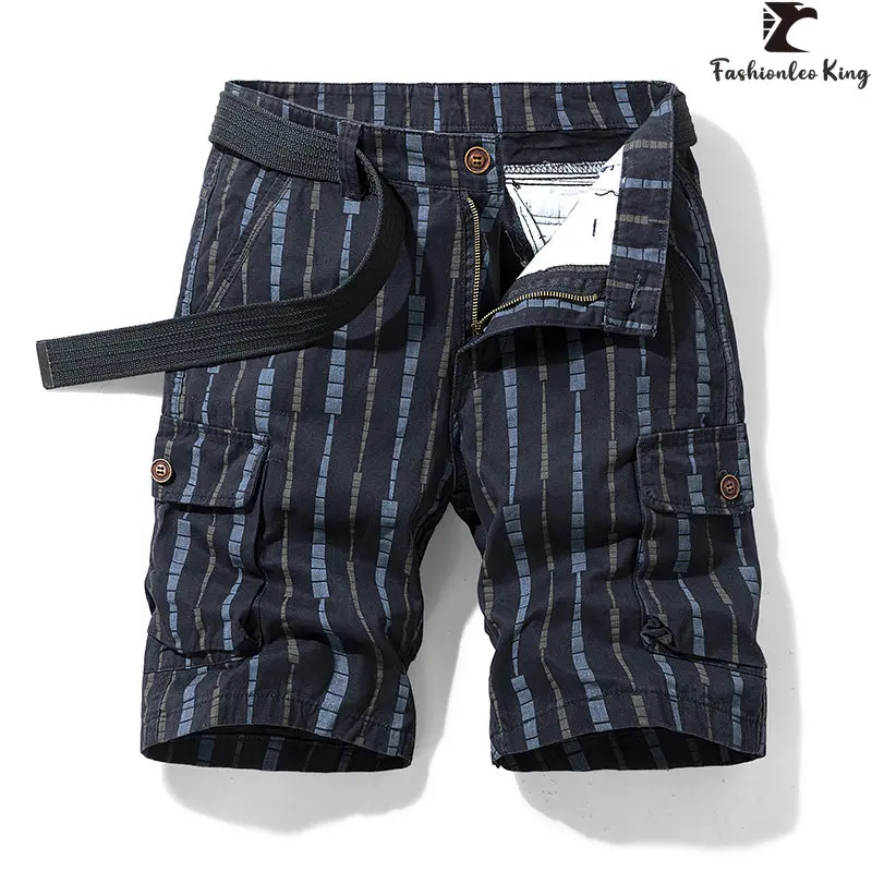 Летние мужские повседневные шорты-карго в полоску военные тактические хлопковые