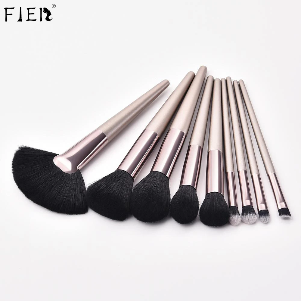 

FJER Luxury Champagne Gold Makeup Brushes Set 1-10PCS Soft Hair Foundation Powder Concealers Eye Shadow Blush Make Up Brush Tool