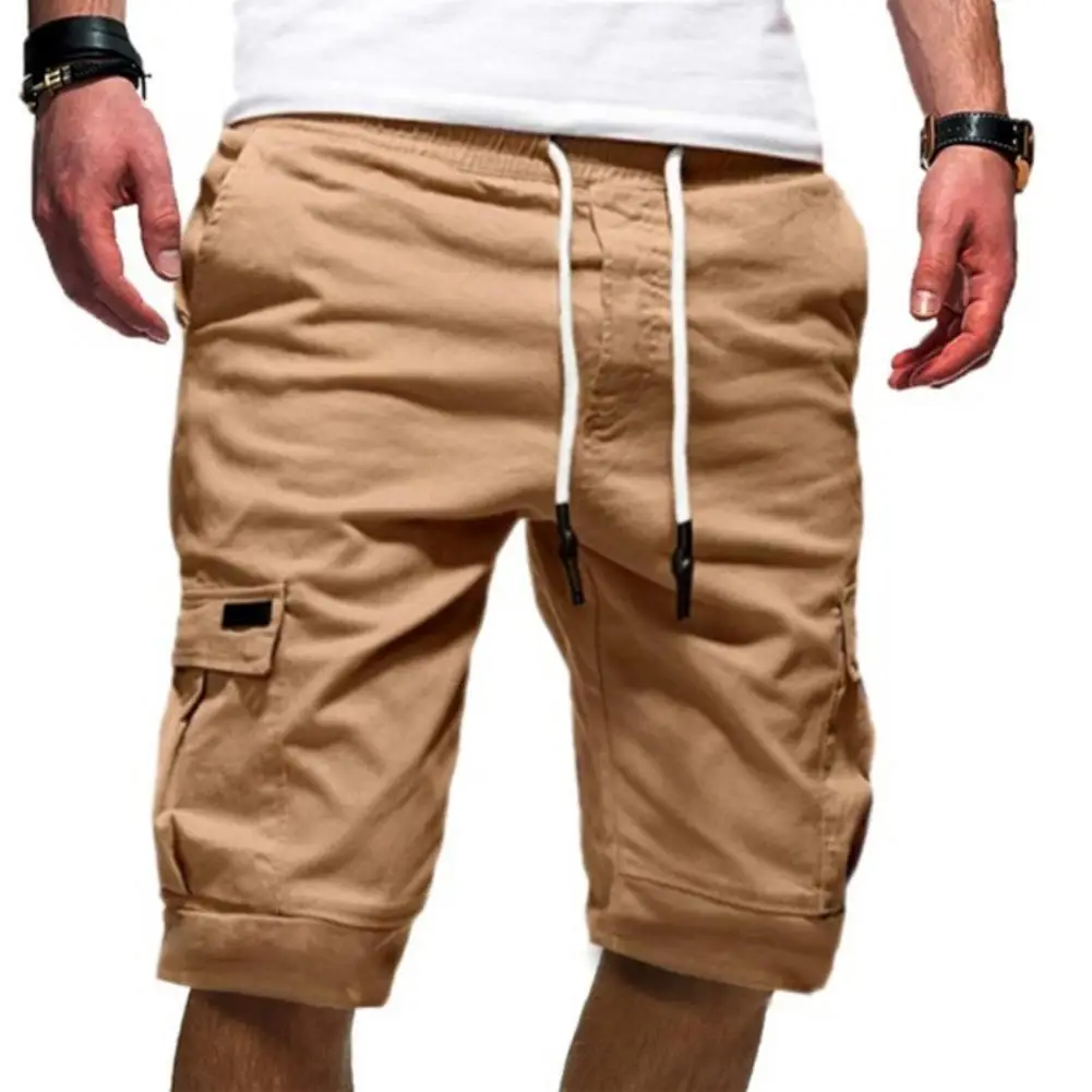 

Casual Shorts Pants Men Stylish 2021 new Summer Solid Color Multi Pockets Drawstring Fifth Pants Men's Beach Shorts