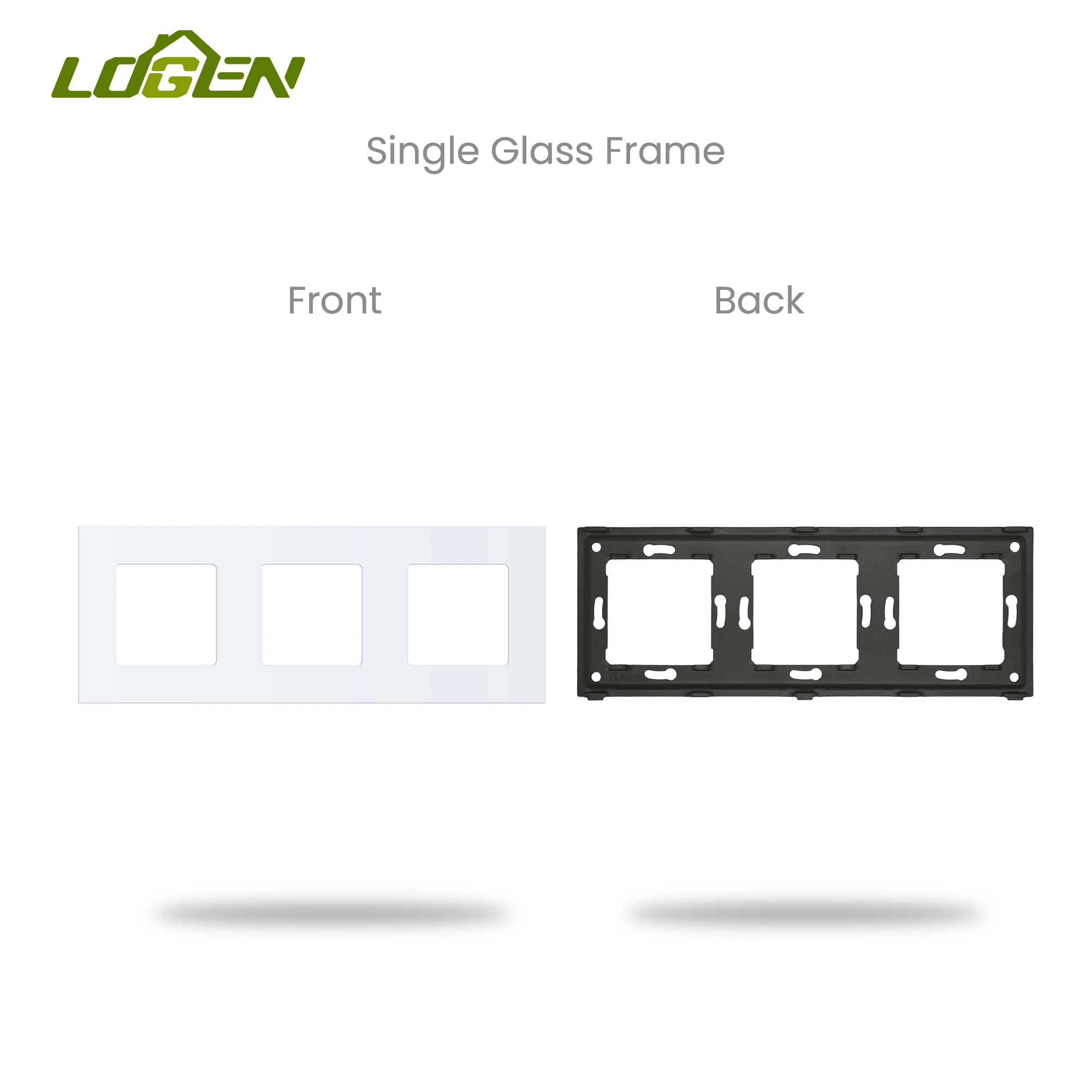 Стеклянная панель с квадратным отверстием LOGEN для настенного сенсорного