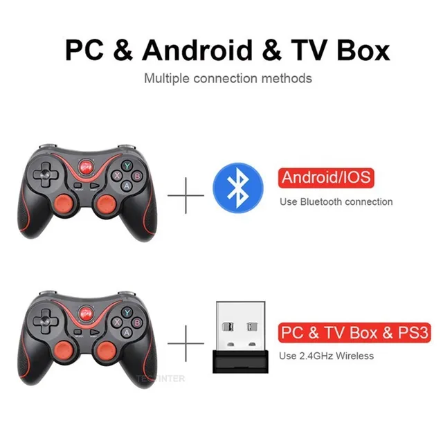 Support Bluetooth T3 X3 Wireless Joystick Gamepad PC Game Controller BT3.0 Joystick For Mobile Phone Tablet TV Box Holder 4