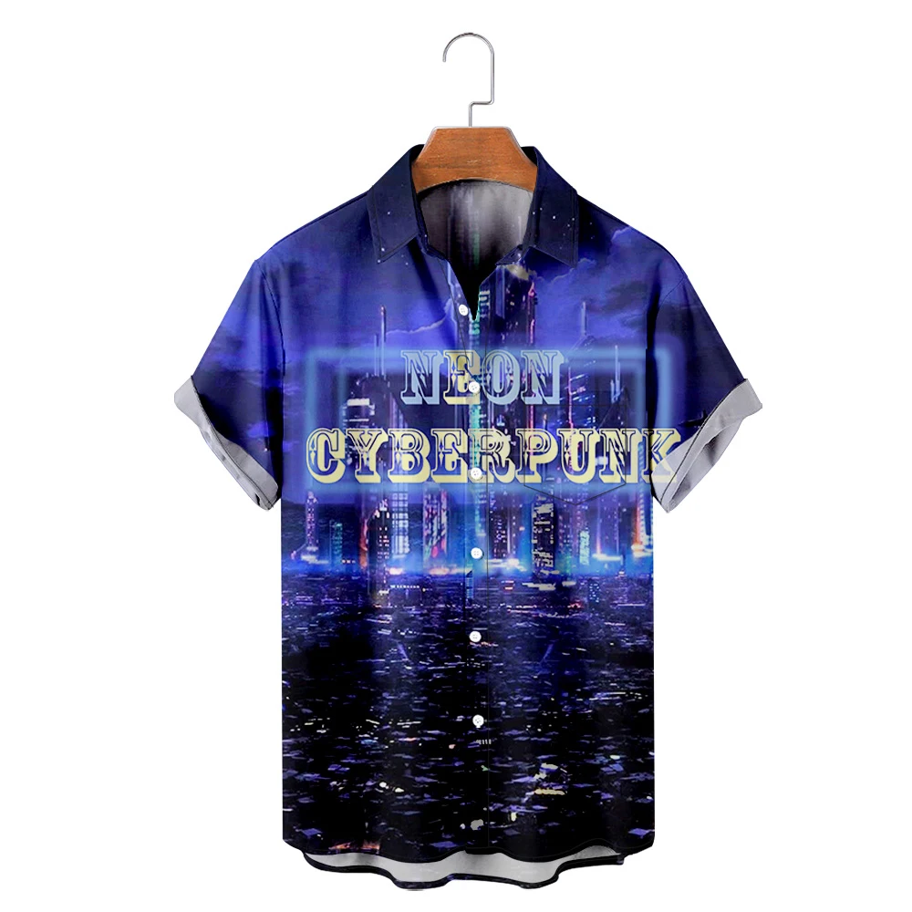 

Men's Hawaiian T-Shirt Y2K Hombre Fashion Shirt Horror Cybepunk 3D Print Cozy Casual Short Sleeve Beach Oversized Clothes 4