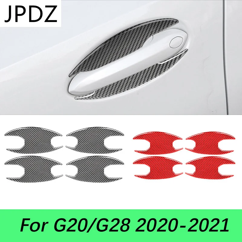 

4PCS Carbon Fiber Car Interior Door Handle Cover Trim Door Bowl Stickers For BMW G20 G28 2020-2021 Accessories Car-styling