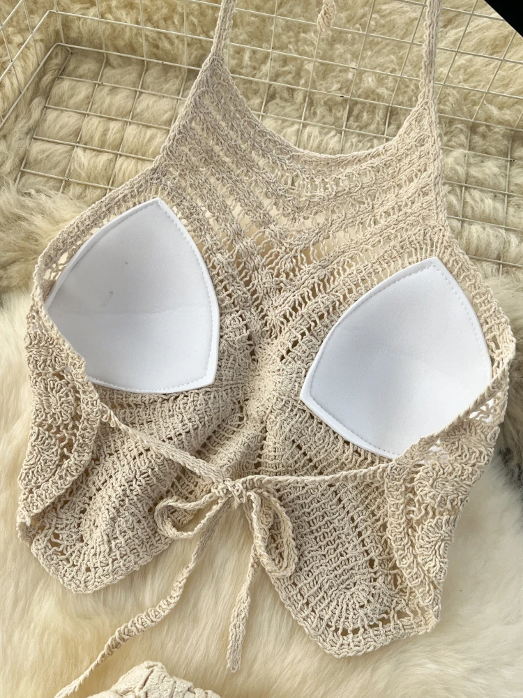 Женский трикотажный комплект из двух предметов привлекательный пляжный костюм в