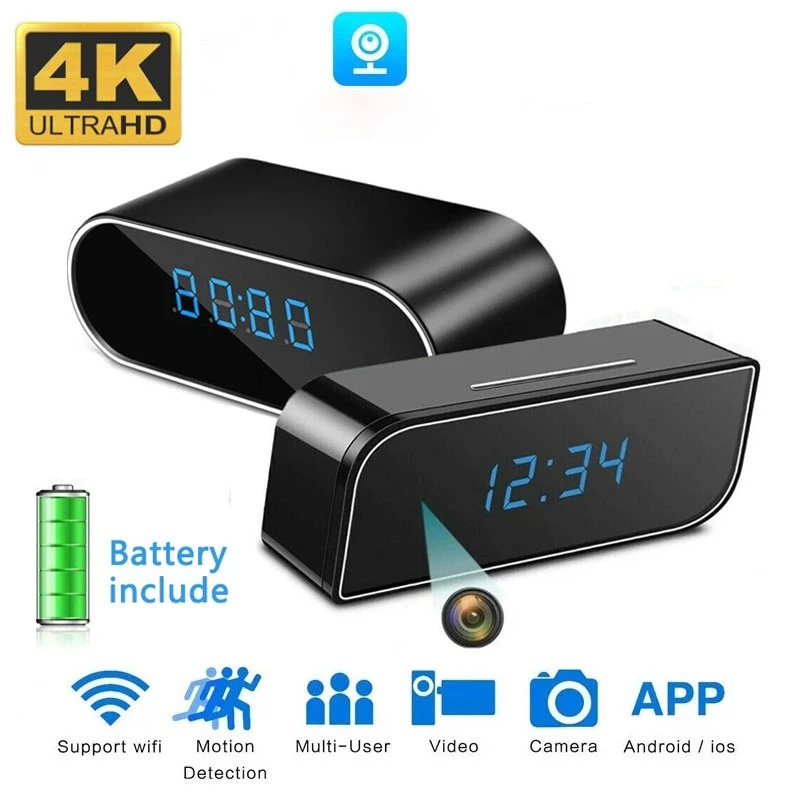 HD 4K 1080P Часы Wifi IP мини-камера Домашняя безопасность управление Скрытый ИК Ночное