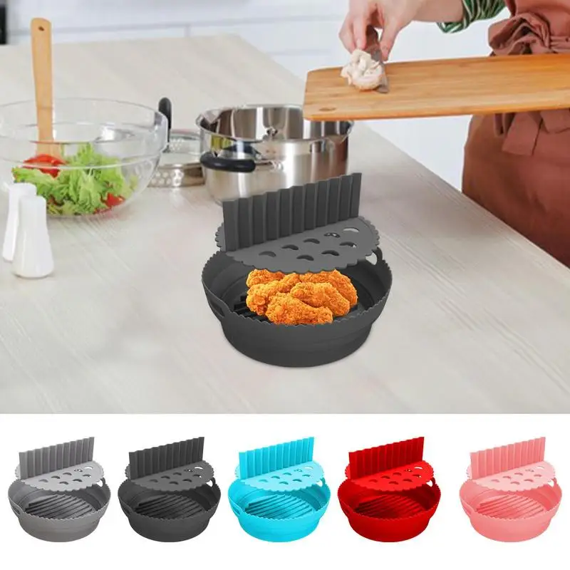 

Силиконовая подставка для фритюрницы, многоразовая круглая подставка для фритюрницы с разделителем для выпечки, многофункциональные аксе...