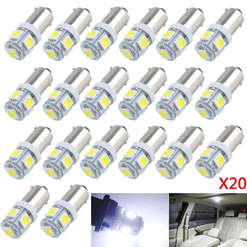 Комплект светодиодных ламп T11 Ba9s 5050 5smd, 20 шт., купольная карта для салона автомобиля, лампа для вождения, номерной знак, лампочка для освещения автомобиля