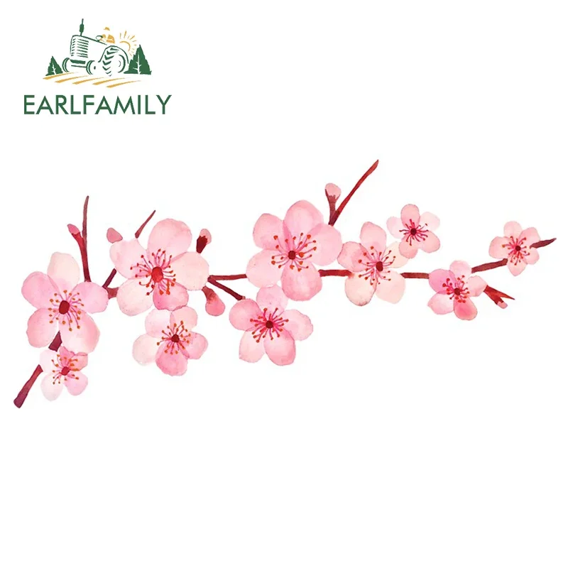 

Наклейки для автомобиля EARLFAMILY, 13 см х 6,4 см, с рисунком цветущей вишни, мотоциклетный шлем, граффити, наклейки на окно с защитой от царапин