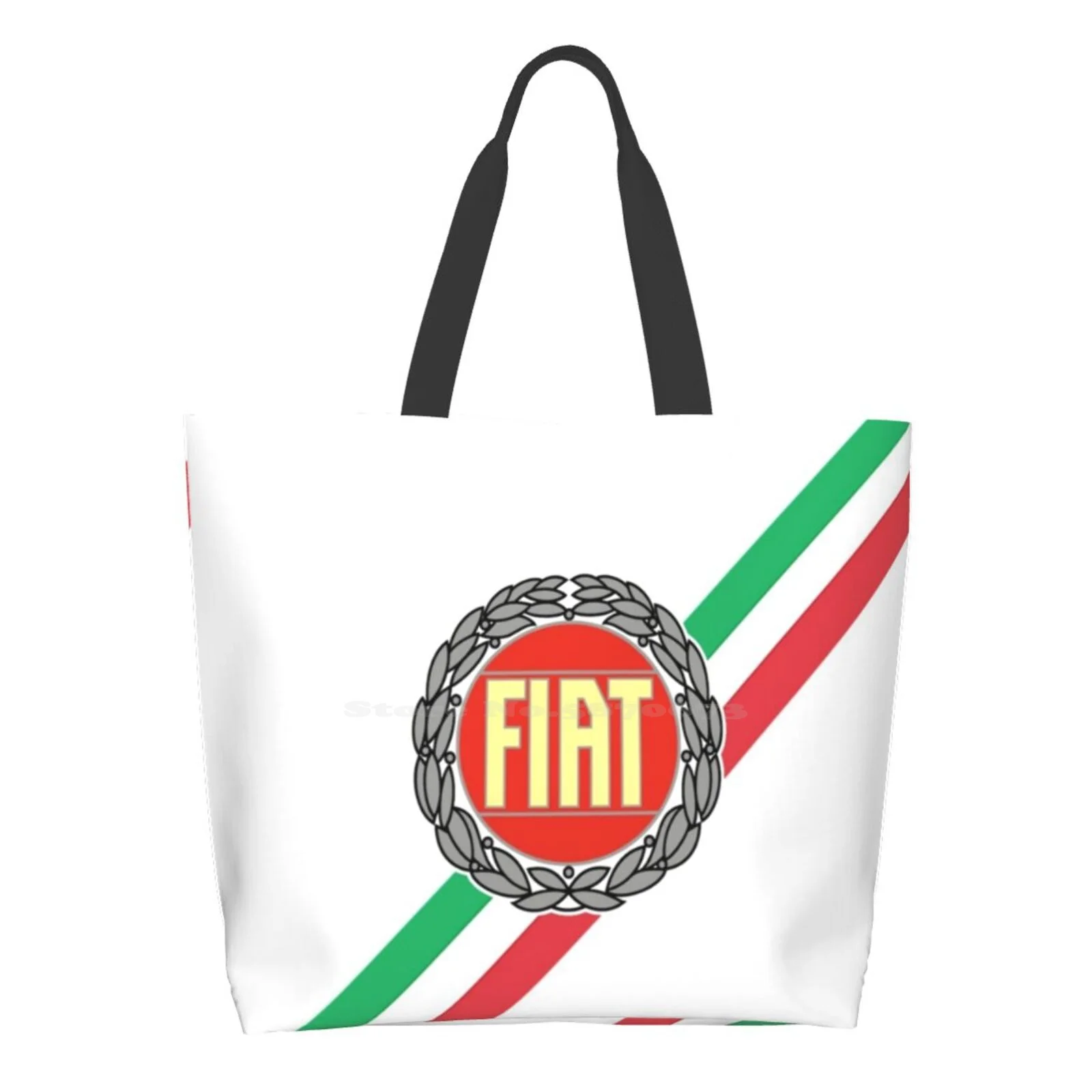 

Old Fiat Logo Italy Stripes Carbon Background Designer Handbags Shopping Tote Turbo Novitec Retro 500 Essesse Radically Racing