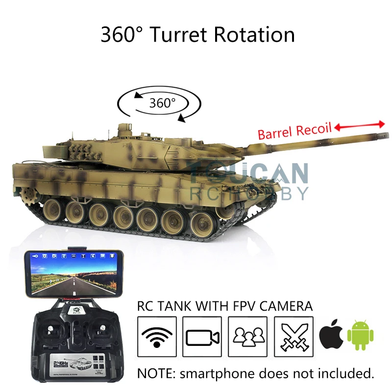 

Henglong 1/16 7,0 Leopard2A6 FPV Радиоуправляемый Танк 3889 стальная коробка передач BB страйкбол искусственная игрушка для мальчиков